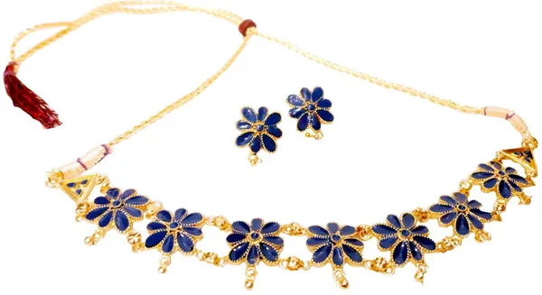 Assamese_Traditional_Gold_Plated_Blue_Colour_Golpata_Necklace_Set_For_Girls_&_Women